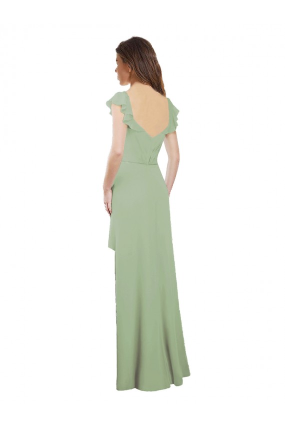 Cap Sleeves Smoke Green Low Back A-Line Sweetheart Bridesmaid Dress / Formal Dress Lincoln