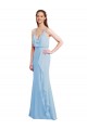 Sleeveless Light Sky Blue Low Back Mermaid Spaghetti Straps Bridesmaid Dress Lincoln