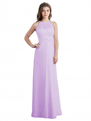 Sleeveless Lilac Keyhole Back A-Line Halter Neck Bridesmaid Dress / Formal Dress Lincoln