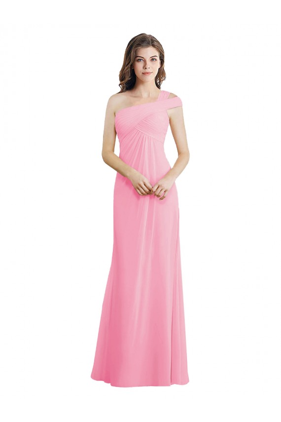 Sleeveless Barely Pink A-Line One Shoulder Bridesmaid Dress Lincoln