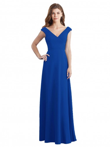 Sleeveless Royal Blue A-Line V-Neck Bridesmaid Dress / Evening Dress Lincoln