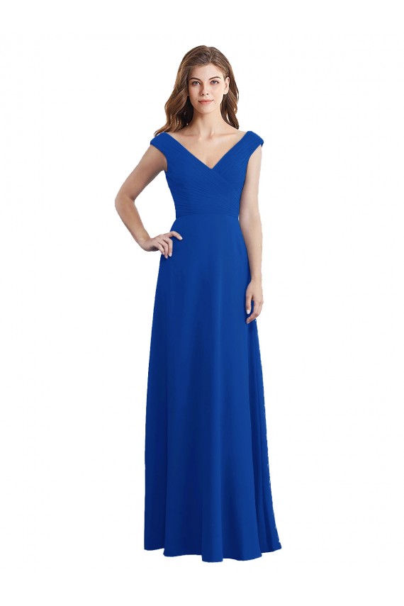 Sleeveless Royal Blue A-Line V-Neck Bridesmaid Dress / Evening Dress Lincoln