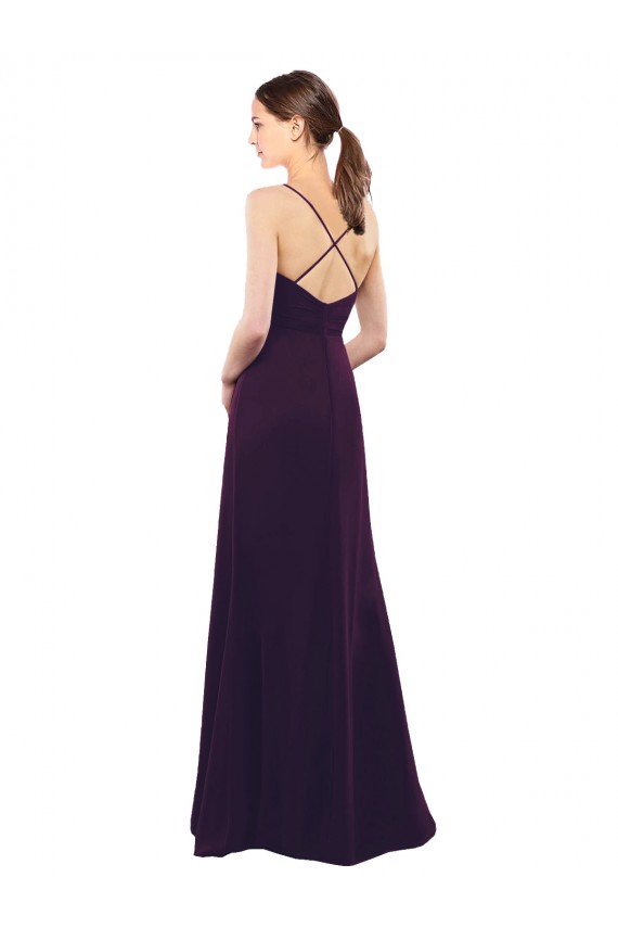 Sleeveless Grape Criss Cross Open Back A-Line Spaghetti Straps Formal Dress / Bridesmaid Dress Lincoln