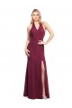 Sleeveless Burgundy Open Back Mermaid Halter Neck Bridesmaid Dress Lincoln