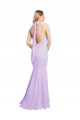 Sleeveless Burgundy Open Back Mermaid Halter Neck Bridesmaid Dress Lincoln