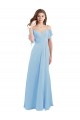 Cold Shoulder Light Sky Blue Low Back A-Line Spaghetti Straps Bridesmaid Dress Lincoln