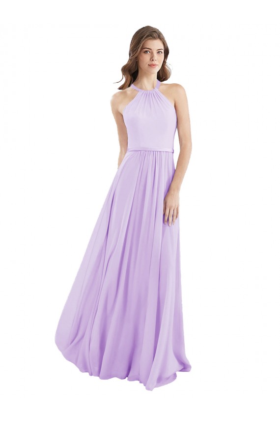 Sleeveless Lilac A-Line Halter Neck Bridesmaid Dress / Evening Dress Lincoln