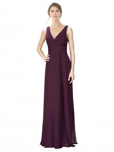 Sleeveless Grape A-Line V-Neck Bridesmaid Gown Lincoln