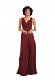 Sleeveless Burgundy V-Back A-Line V-Neck Bridesmaid Dress Lincoln