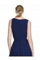 Sleeveless Dark Navy A-Line V-Neck Wedding Party Dress Lincoln