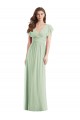 Flutter Sleeves Sage Open Back Trumpet V-Neck Bridesmaid Dress Lincoln