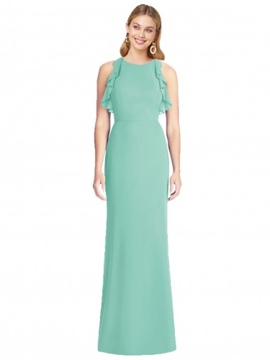 Sleeveless Jade Open Back Mermaid Jewel Neck Bridesmaid Dress Lincoln