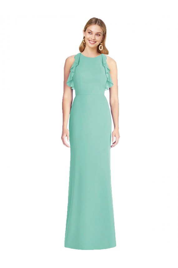 Sleeveless Jade Open Back Mermaid Jewel Neck Bridesmaid Dress Lincoln