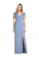 Sleeveless Dusty Blue V-Back Mermaid V-Neck Bridesmaid Dress Lincoln
