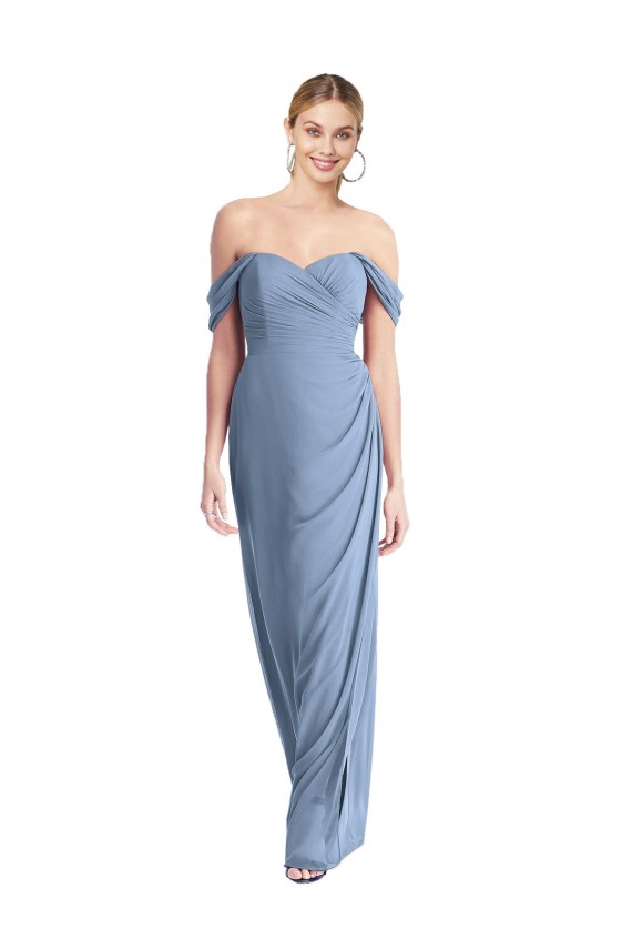 Sleeveless Dusty Blue Low Back Mermaid Off the Shoulder Semi Formal Evening Dress / Bridesmaid Dress Lincoln