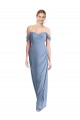 Sleeveless Dusty Blue Low Back Mermaid Off the Shoulder Semi Formal Evening Dress / Bridesmaid Dress Lincoln