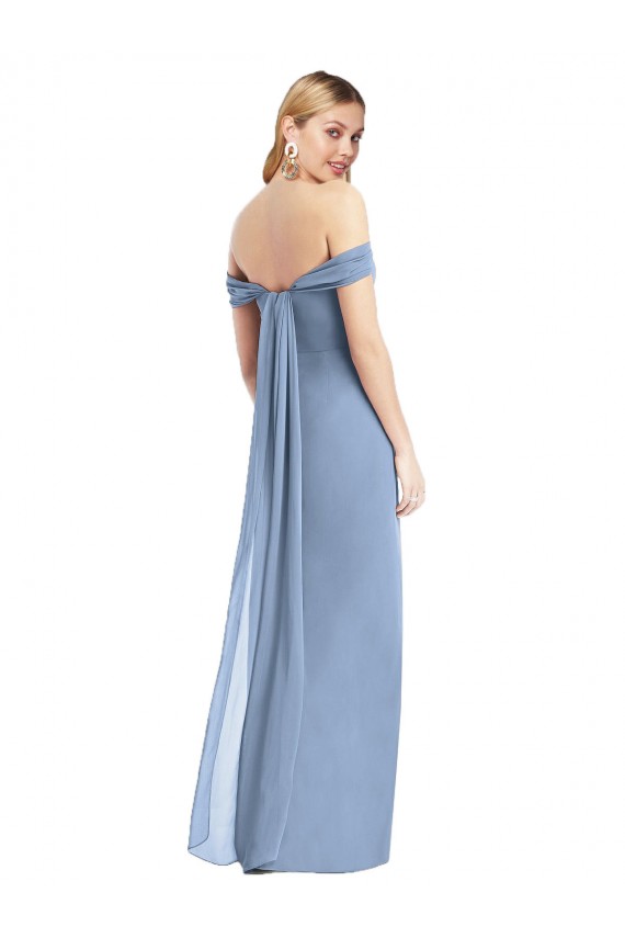 Sleeveless Dusty Blue Low Back Mermaid Off the Shoulder Semi Formal Evening Dress / Bridesmaid Dress Lincoln