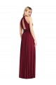 Sleeveless Burgundy Open Back A-Line Halter Neck Semi Formal Evening Dress / Bridesmaid Dress Lincoln