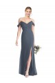 Sleeveless Silver Stone Low Back Trumpet Off the Shoulder Bridesmaid Dress Lincoln