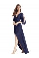 Sleeveless Dark Navy Tie Back Trumpet V-Neck Semi Formal Evening Dress / Bridesmaid Dress Lincoln