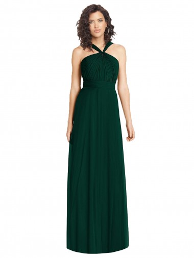 Sleeveless Ever Green A-Line Halter Neck Bridesmaid Dress Lincoln