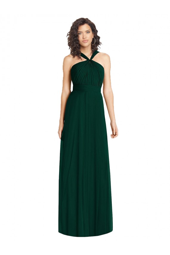Sleeveless Ever Green A-Line Halter Neck Bridesmaid Dress Lincoln