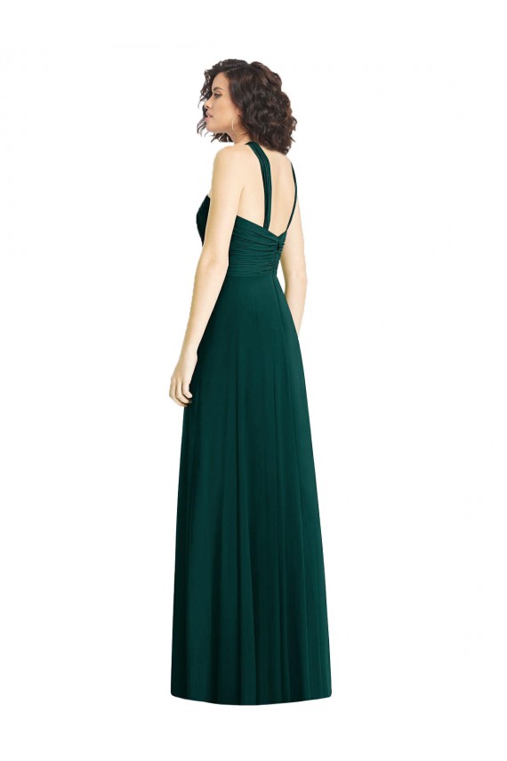 Sleeveless Ever Green A-Line Halter Neck Bridesmaid Dress Lincoln