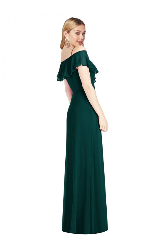 Cold Shoulder Ever Green Trumpet Spaghetti Straps Semi Formal Evening Dress / Bridesmaid Dress Lincoln