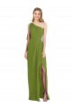 Sleeveless Olive Green Trumpet One Shoulder Bridesmaid Dress Lincoln