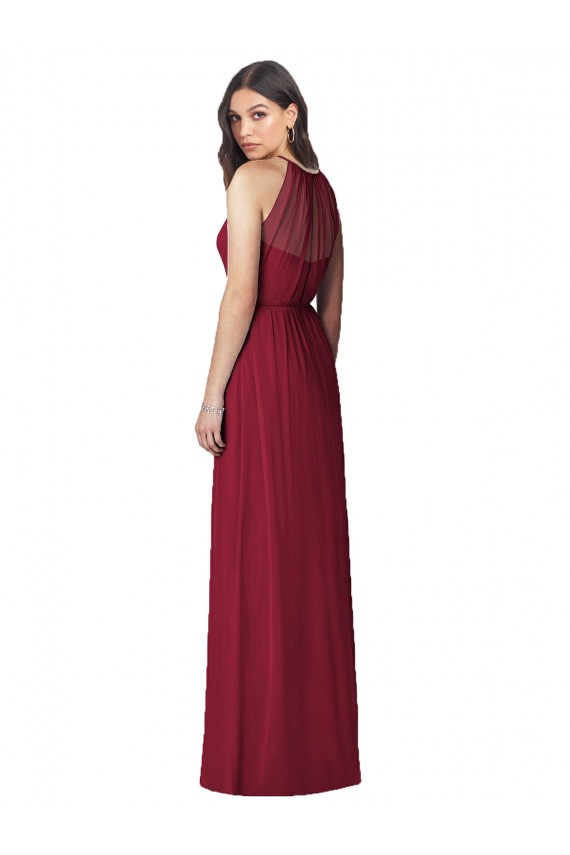 Sleeveless Burgundy Trumpet Halter Neck Bridesmaid Dress Lincoln