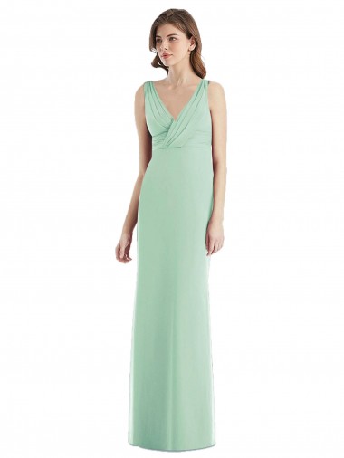 Sleeveless Mint Green Open Back Trumpet V-Neck Bridesmaid Dress / Evening Dress Lincoln