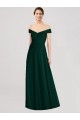 Sleeveless Ever Green A-Line Off the Shoulder Formal Dress / Bridesmaid Dress Lincoln