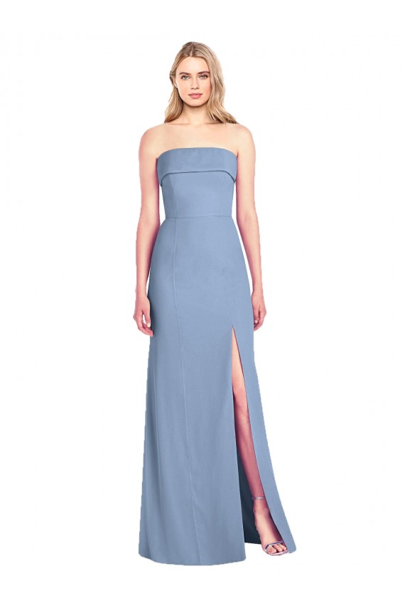 Sleeveless Dusty Blue Trumpet Strapless Bridesmaid Dress Lincoln