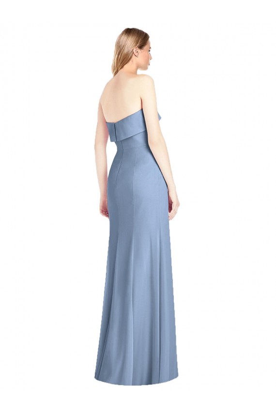 Sleeveless Dusty Blue Trumpet Strapless Bridesmaid Dress Lincoln