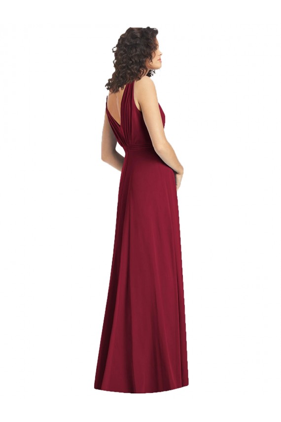 Sleeveless Hunter V-Back A-Line V-Neck Wedding Party Dress Lincoln