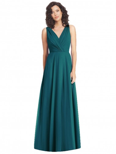 Sleeveless Hunter V-Back A-Line V-Neck Wedding Party Dress Lincoln