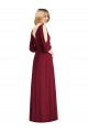Bell Sleeves Burgundy V-Back Trumpet V-Neck Formal Dress / Bridesmaid Dress Lincoln