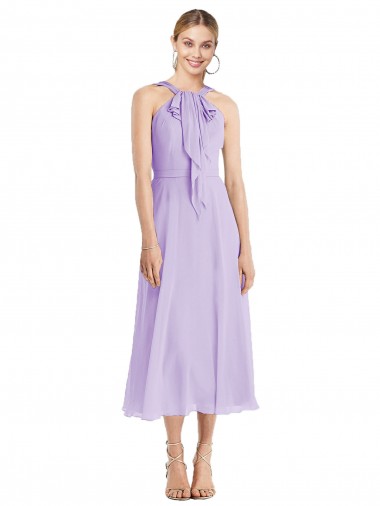 Sleeveless Lilac V-Back A-Line Halter Neck Prom Dress / Bridesmaid Dress Lincoln