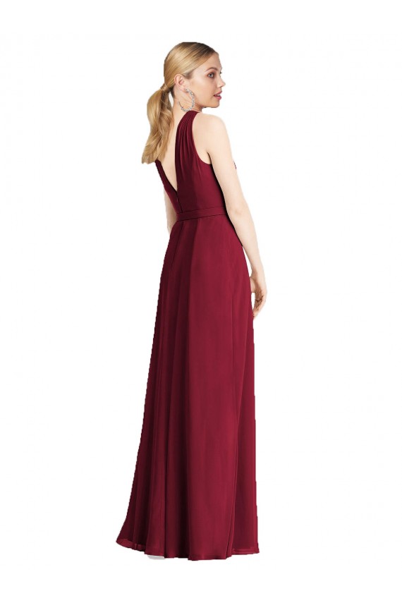 Sleeveless Royal Blue V-Back A-Line Halter Neck Bridesmaid Dress Lincoln