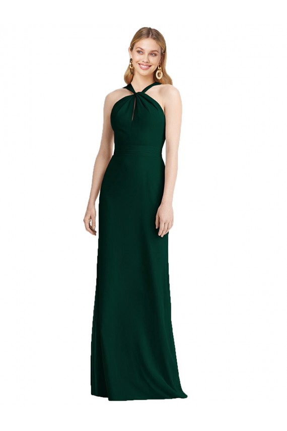 Sleeveless Ever Green Trumpet Halter Neck Bridesmaid Dress Lincoln