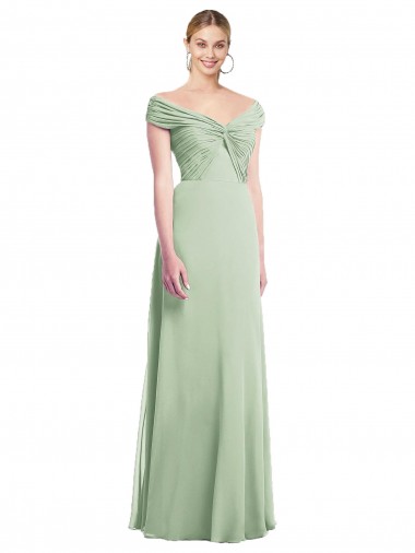 Sleeveless Sage Trumpet Off the Shoulder Bridesmaid Dress Lincoln