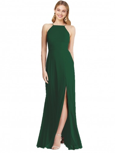 Sleeveless Dark Green A-Line Spaghetti Straps Semi Formal Evening Dress / Bridesmaid Dress Lincoln