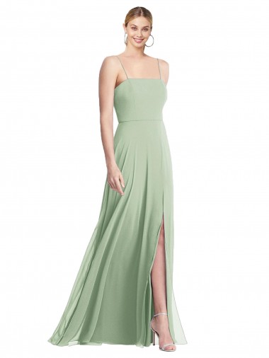 Sleeveless Sage Low Back Trumpet Spaghetti Straps Formal Evening Gown / Bridesmaid Dress Lincoln