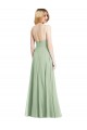 Sleeveless Sage Low Back Trumpet Spaghetti Straps Formal Evening Gown / Bridesmaid Dress Lincoln