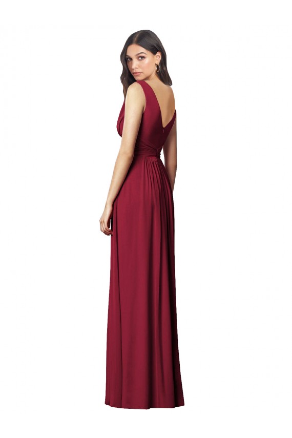 Sleeveless Royal Blue V-Back A-Line V-Neck Semi Formal Evening Dress / Bridesmaid Dress Lincoln