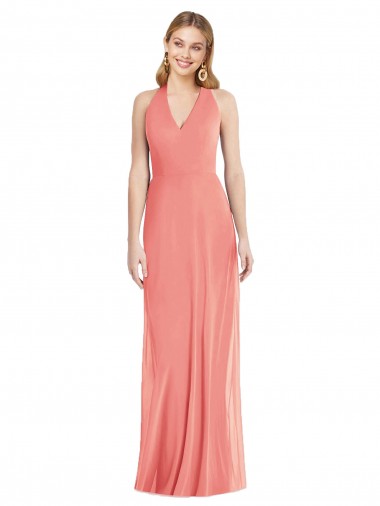 Sleeveless Desert Rose Trumpet Halter Neck Formal Evening Gown / Bridesmaid Dress Lincoln