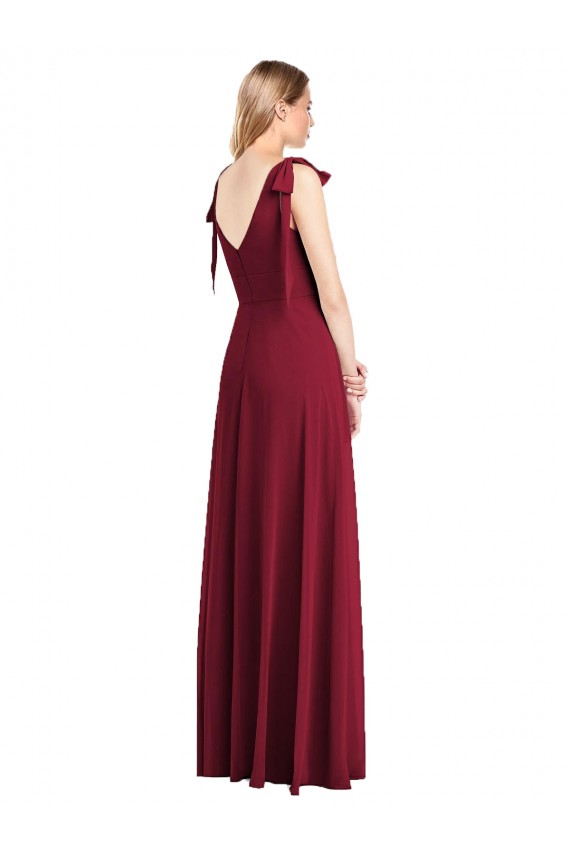 Sleeveless Coral V-Back Trumpet V-Neck Bridesmaid Dress Lincoln