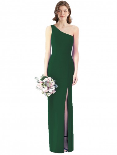 Sleeveless Dark Green Trumpet One Shoulder Bridesmaid Dress Lincoln