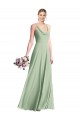 Sleeveless Sage V-Back A-Line Spaghetti Straps Bridesmaid Dress / Evening Dress Lincoln