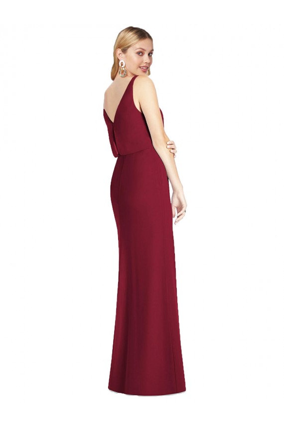 Sleeveless Dusty Pink V-Back Mermaid V-Neck Bridesmaid Dress Lincoln